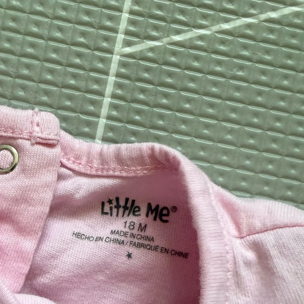 Little Me|Baby girl/toddler summer set,light Pink Long-Sleeve Top & black skort•